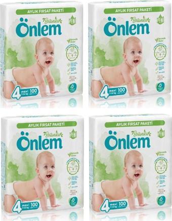 Önlem Botanika 4 Numara Maxi Bebek Bezi Fırsat Paketi 100 Adet (7-14 kg) x 4 Paket