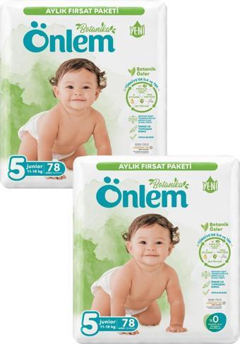 Önlem Botanika 5 Numara Junior Bebek Bezi 156 Adet ( 78 x 2 Paket )