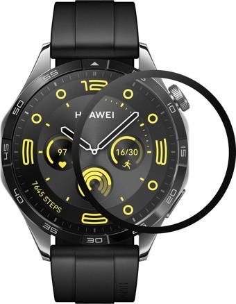 Microsonic Huawei Watch GT4 46mm Tam Kaplayan Temperli Cam Full Ekran Koruyucu Siyah