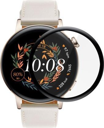 Microsonic Huawei Watch GT4 41mm Tam Kaplayan Temperli Cam Full Ekran Koruyucu Siyah