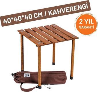 Bag The Joy 40*40*40 Cm Ahşap Katlanır Rulo Kamp Ve Piknik Masası Kahverengi