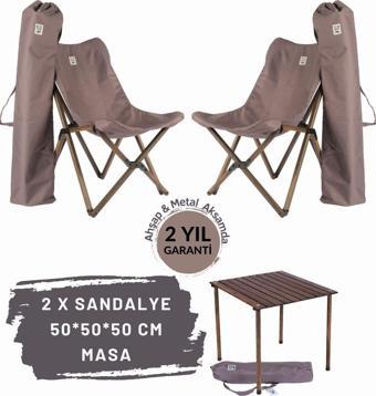 Bag The Joy Ahşap Katlanır Masa Sandalye Seti Antrasit Iskelet Koyu Grı Kılıf 50x50x50 Antrasit Masa