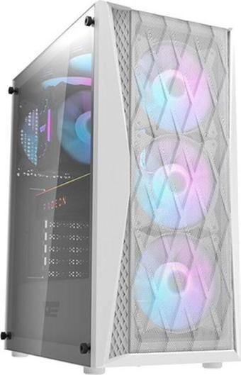 Zoko Melody White 4x12cm Autoring RGB Fanlı Temperli Cam Mesh Panel Bilgisayar Kasası