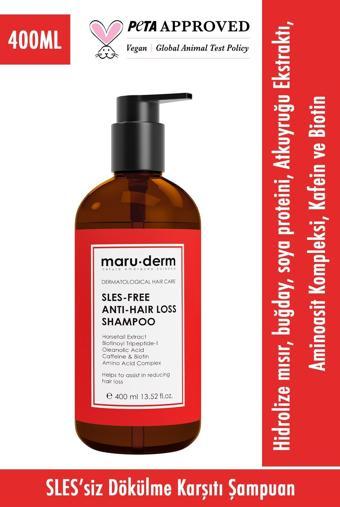Maru.Derm Saç Dökülme Karşıtı Sülfatsız Şampuan 400 ML Tüm Saç Tipleri Sülfatsız - Tuzsuz - Vegan Şampuan