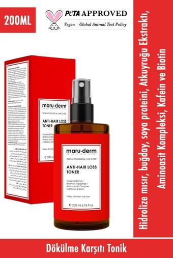 Maru.Derm Saç Tonik Biotin & Kafein Dökülme Karşıtı Saç Toniği Sağlıklı Uzamaya Yardımcı 200 ML Vegan