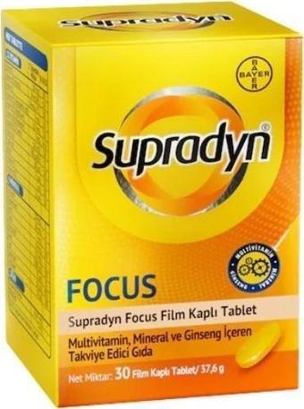 Supradyn Focus Multivitamin, Multimineral Ve Ginseng İçeren Takviye Edici Gıda 30 Film Kaplı Tablet