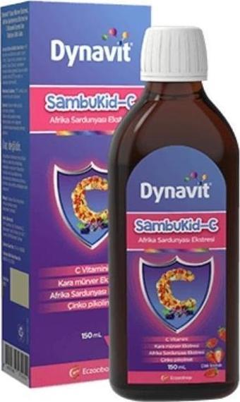 Dynavit SambuKid-C Bitkisel Ekstreler, C Vitamini Ve Çinko İçeren Çilek Aromalı Takviye Edici Gıda 150ml