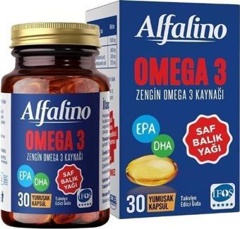 Alfalino Omega3 Balık Yağı İçeren Takviye Edici Gıda 30 Yumuşak Kapsül