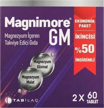 Magnimore GM Magnezyum 2x60 Tablet- 2.si %50 İndirimli