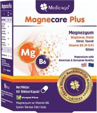 Magnecare Plus Magnezyum Ve Vitamin B6 İçeren Takviye Edici Gıda 60 Bitkisel Kapsül