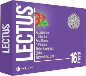 Lectus Çinko, Beta Glukan C ve D Vitamini Afrika Sardunyası ve Karamürver 16 Pastil