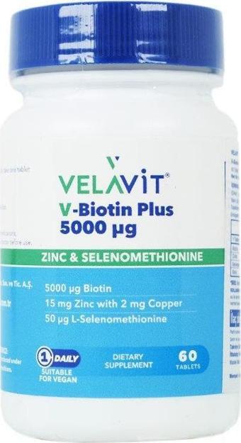 V-Biotin Plus 5000mcg Takviye Edici Gıda 60 Tablet