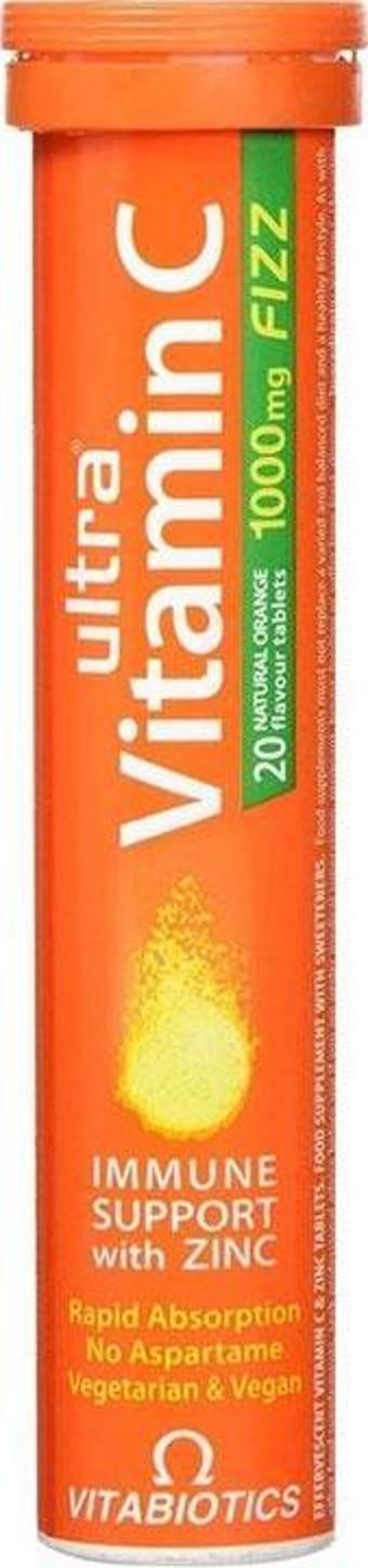 Ultra Vitamin C - C Vitamini Ve Çinko İçeren Takviye Edici Gıda(Portakal) 1000mg  20 Tablet