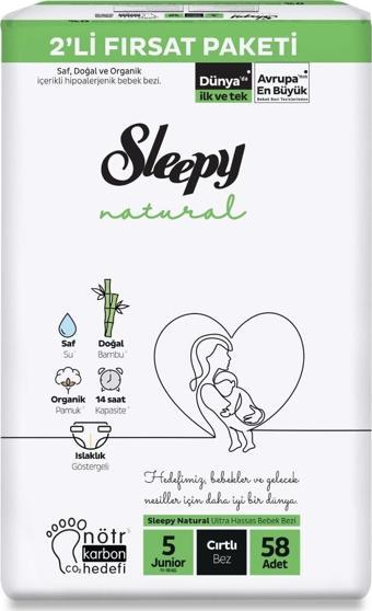 Sleepy Natural 5 Numara Bebek Bezi Junior 58'li