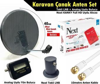 Antenci 40 cm Delikli Karavan Çanak Anten Seti + Next HD Uydu Alıcısı + Analog Uydu Bulucu