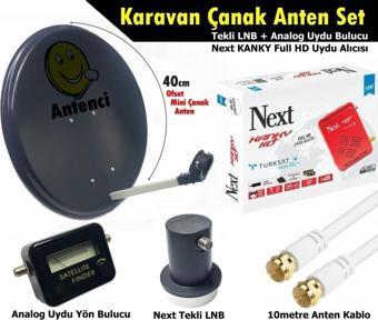 Antenci 40 cm Karavan Çanak Anten Seti + Next HD Uydu Alıcısı + Analog Uydu Bulucu