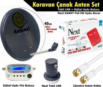 Antenci 40 cm Karavan Çanak Anten Seti + Next HD Uydu Alıcısı + Dijital Uydu Bulucu