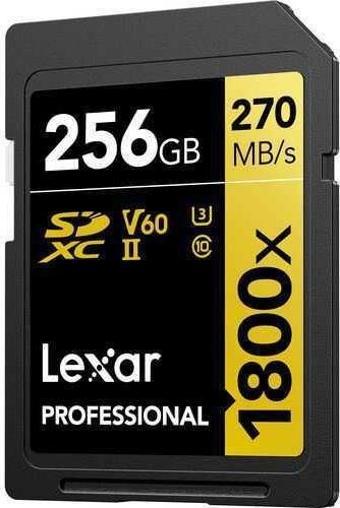 Lexar SD 256GB Profesyonel 1800x UHS-II SDXC Hafıza Kartı (GOLD Serisi)