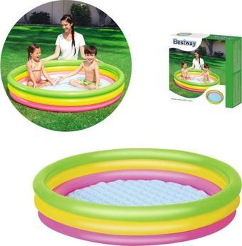 Bestway 62008 Pompalı 51104 3 Boğum Şişme Zemin Çocuk Havuzu 102 x 25 cm