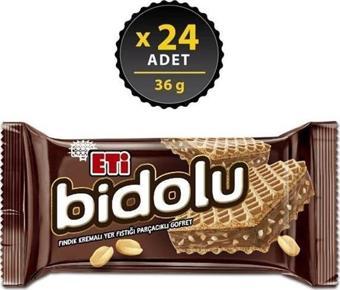 Bidolu Fındık Kremalı Yer Fıstığı Parçacıklı Gofret 36 gr x 24 Adet