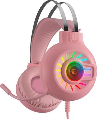 Rampage Rm-k44 Zengibar Pembe 7.1 Surround Rgb Işık Efekti Mikrofonlu Oyuncu Kulaklığı