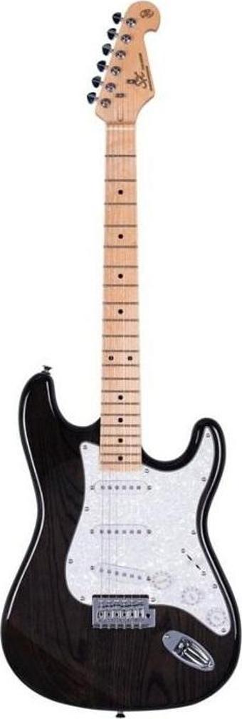 SX SST Stratocaster Elektro Gitar (Trans Black)