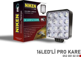 Niken Calışma Lambası Pro 16 Ledli Kare 12V 24V 052 001 02 01