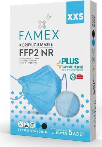 Pony FAMEX N95 FFP2 KORUYUCU ERKEK ÇOCUK MASKESİ 5 FARKLI RENK VE DESENLİ 5 ADET DUCK MODELİ