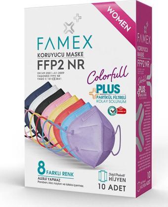 Pony FAMEX N95 FFP2 KORUYUCU MASKE BAYAN KARIŞIK RENKLİ 10 ADET TEKLİ PAKET DUCK MODELİ