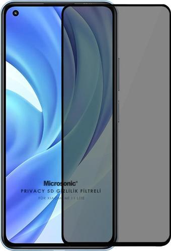 Microsonic Xiaomi Mi 11 Lite Privacy 5D Gizlilik Filtreli Cam Ekran Koruyucu Siyah