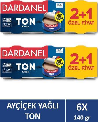 Dardanel Ayçiçek Yağlı Ton Balığı 3x140 gr X 2 Adet .