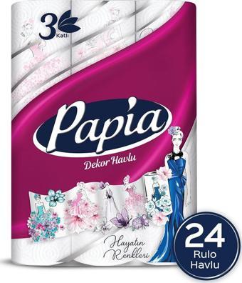 Papia Dekor Kağıt Havlu 24 Rulo (12 Rulo X 2 Paket)