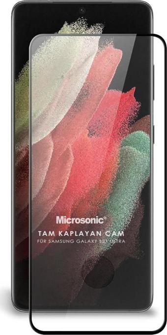 Microsonic Samsung Galaxy S21 Ultra Tam Kaplayan Temperli Cam Ekran Koruyucu Siyah