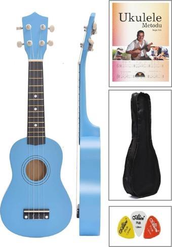 Müzikhane Soprano Açık Mavi Ukulele 54Cm Kılıf Büyük Metot Ve Pena