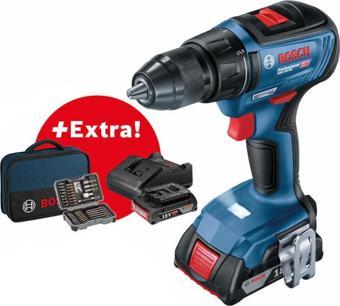 Bosch Professional Gsr 18v-50 2x 2,0 Ah Çift Akü Delme/vidalama Makinesi + 43 Parça Set + Alet Çanta