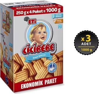 Eti Cicibebe Bebek Bisküvisi 1000 g x 3 Adet