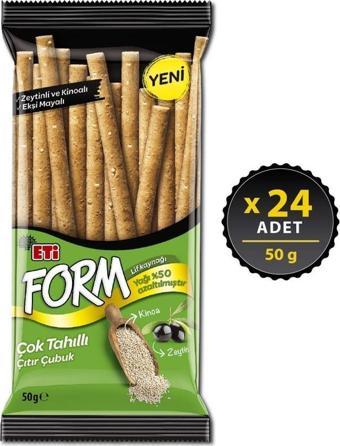 Eti Form Zeytinli Kinoalı Çıtır Çubuk Kraker 50 g x 24 Adet