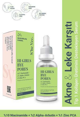 HI GIRLS BYE PORES - Sivilce Ve Leke Karşıtı Arbutin %2 Niacinamide %10 ZİNC PCA %1 Serum 30 ml