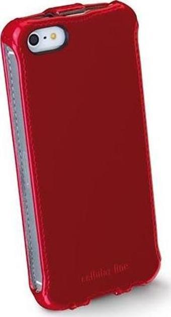 Cellular Line iPhone SE/5S/5 ile Uyumlu Flap Glossy Mıknatıssız Kılıf Bordo FLAPGLOSSIPHONE5BX