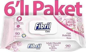 Fibril Gül Kokulu Islak Mendil 6x90 Lı Paket 540 Yaprak