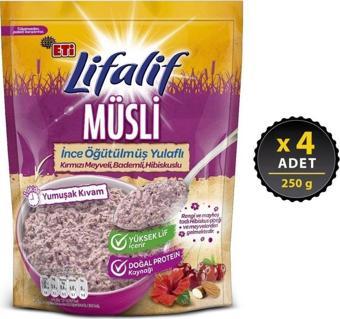 Eti Lifalif İnce Öğütülmüş Müsli Hibiskuslu 250 g x 4 Adet