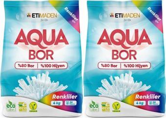 Boron Aquabor Matik Toz Çamaşır Deterjanı 8Kg (Renkliler İçin) 52 Yıkama (2Pk*4Kg)