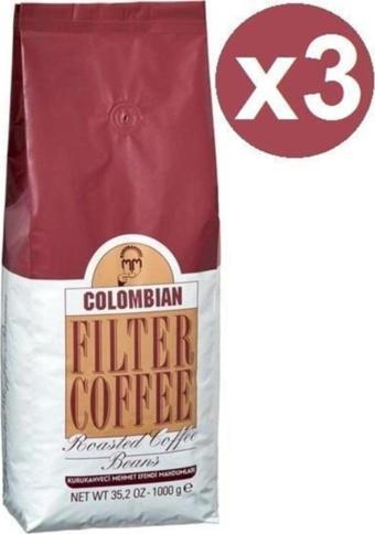 Kurukahveci Mehmet Efendi Colombian Çekirdek Kahve 1000gr x 3 Adet