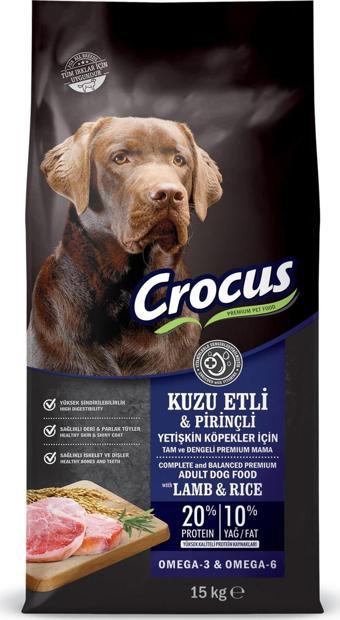 Crocus Kuzu Etli Pirinçli Yetişkin Köpek Maması 15 kg