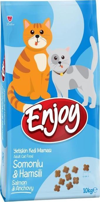 Enjoy Somonlu ve Hamsili Yetişkin Kedi Maması 10 kg