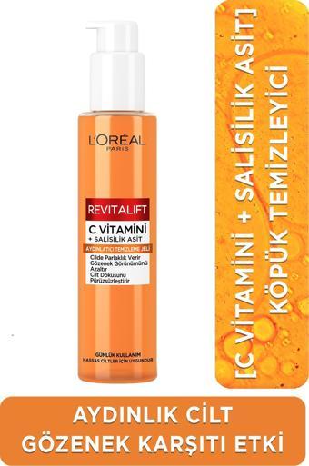 L'Oréal Paris Revitalift Clinical [C vitamini + Salisilik Asit], Aydınlatıcı ve Gözenek Karşıtı Köpük Temizleyici