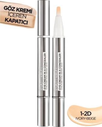 L'Oréal Paris True Match Göz Kremi İçeren Kapatıcı  2'si 1 Arada  1-2D Ivory Beıge