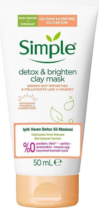 Simple Işıltı Veren Detox Kil Maskesi Işıltısını Kaybetmiş Ciltler Için 50 ml