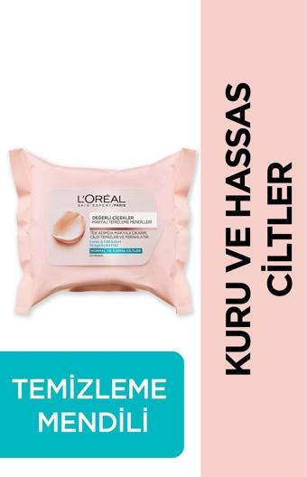 L'Oréal Paris Değerli Çiçekler Kuru ve Hassas Ciltler için Makyaj Temizleme Mendili 25'li 3600523457991