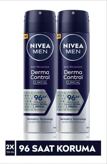 Nivea Men Derma Control Clinical Erkek Sprey Deodorant 150 ml 96 Saat Üstün Koruma X2 Adet